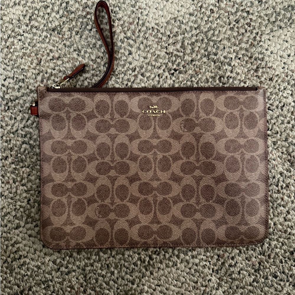 Coach Signature Tan Wristlet